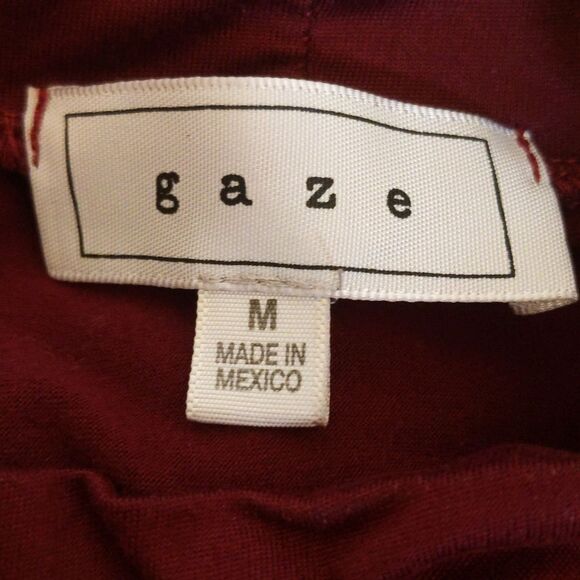 Gaze mock turtleneck burgundy maroon long sleeve bodysuit, M - Picture 3 of 4